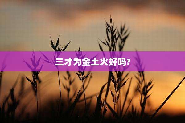 三才为金土火好吗?