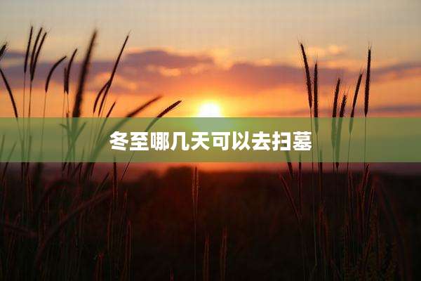 冬至哪几天可以去扫墓