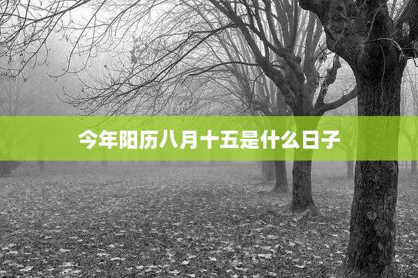 今年阳历八月十五是什么日子