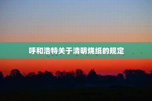 呼和浩特关于清明烧纸的规定