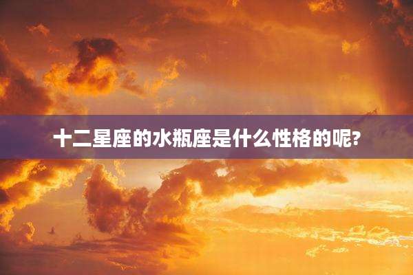 十二星座的水瓶座是什么性格的呢?