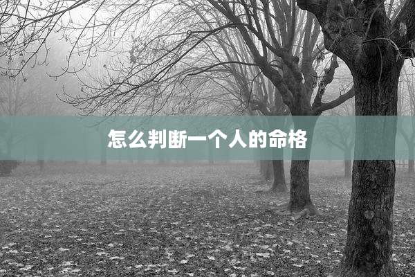怎么判断一个人的命格
