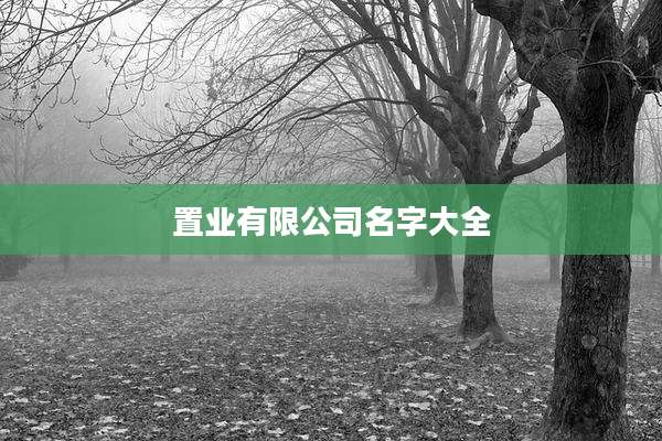 置业有限公司名字大全