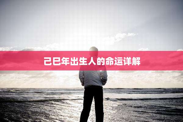 己巳年出生人的命运详解