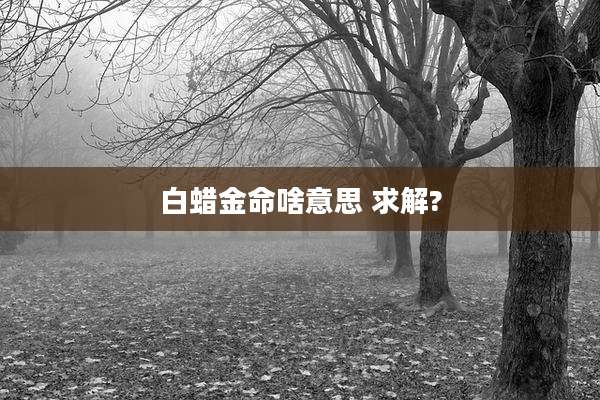 白蜡金命啥意思 求解?