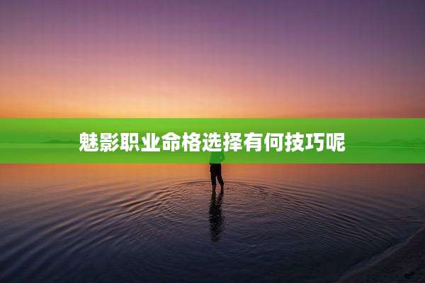 魅影职业命格选择有何技巧呢