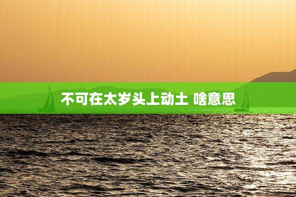 不可在太岁头上动土 啥意思