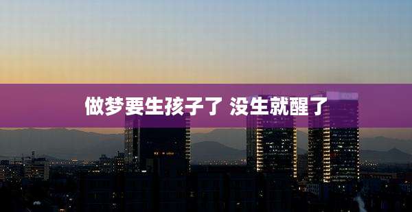 做梦要生孩子了 没生就醒了