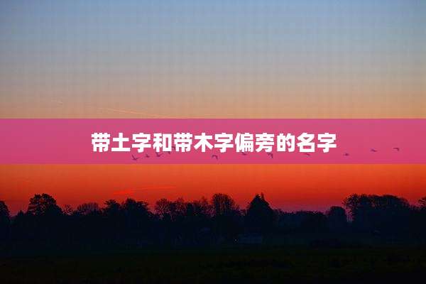 带土字和带木字偏旁的名字