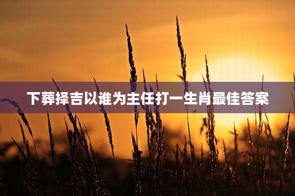 下葬择吉以谁为主任打一生肖最佳答案