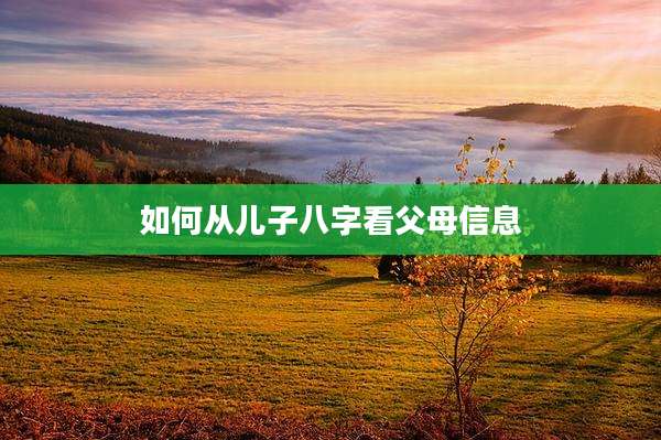 如何从儿子八字看父母信息