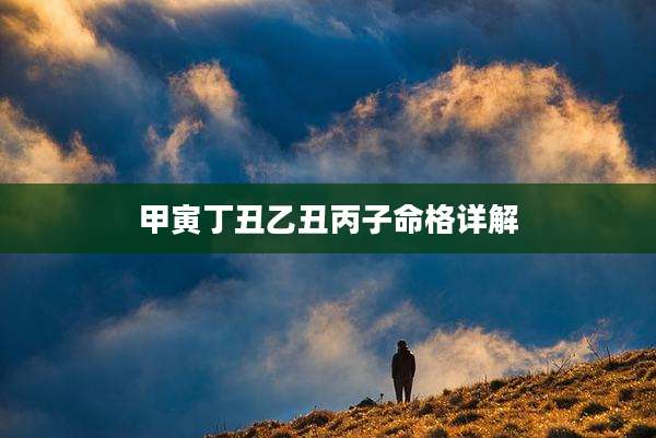 甲寅丁丑乙丑丙子命格详解
