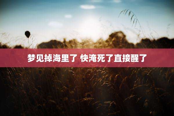 梦见掉海里了 快淹死了直接醒了