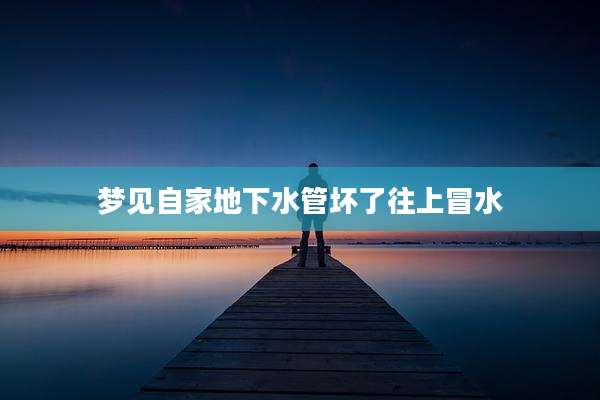梦见自家地下水管坏了往上冒水