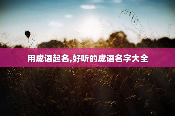 用成语起名,好听的成语名字大全