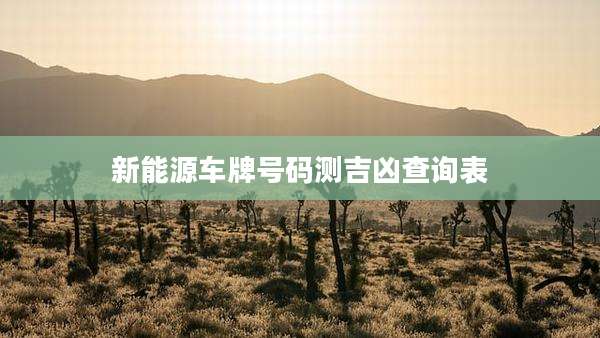 新能源车牌号码测吉凶查询表