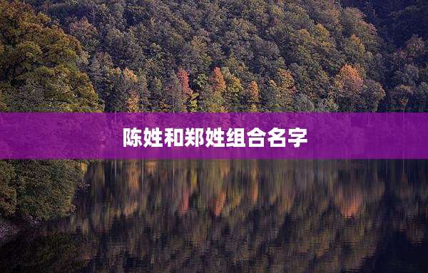 陈姓和郑姓组合名字