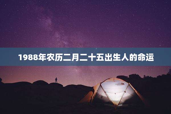 1988年农历二月二十五出生人的命运
