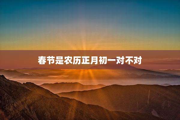 春节是农历正月初一对不对