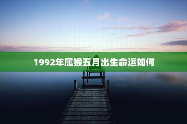 1992年属猴五月出生命运如何
