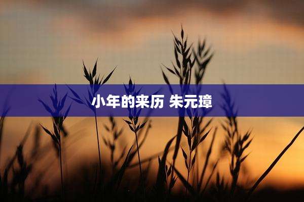 小年的来历 朱元璋