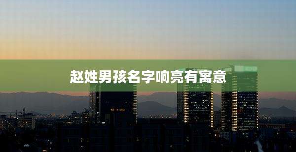 赵姓男孩名字响亮有寓意