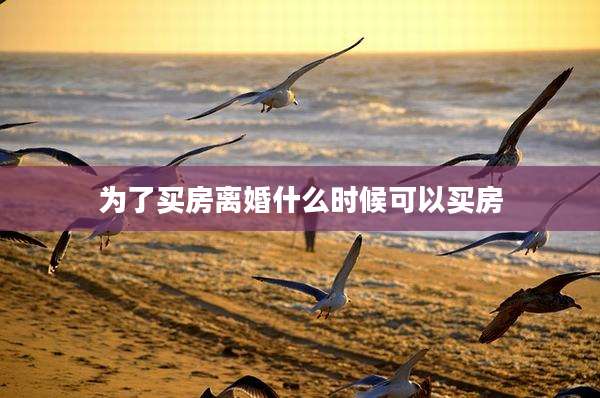 为了买房离婚什么时候可以买房