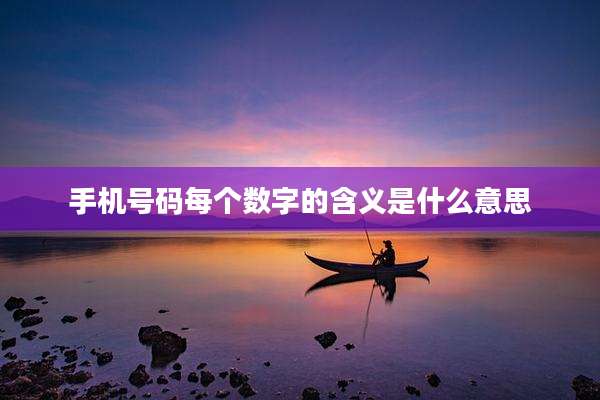 手机号码每个数字的含义是什么意思