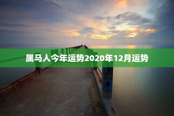 属马人今年运势2020年12月运势