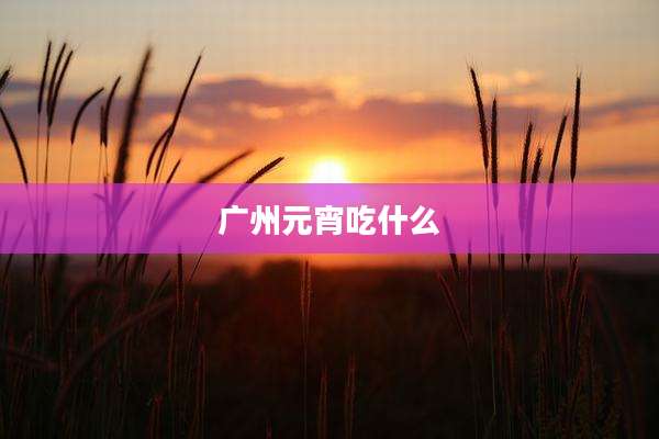 广州元宵吃什么
