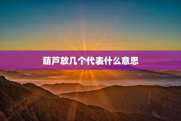 葫芦放几个代表什么意思