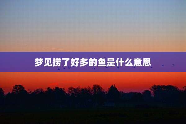 梦见捞了好多的鱼是什么意思