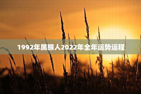 1992年属猴人2022年全年运势运程