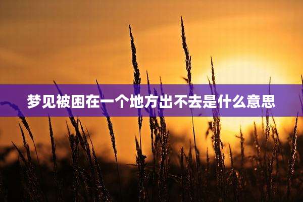 梦见被困在一个地方出不去是什么意思