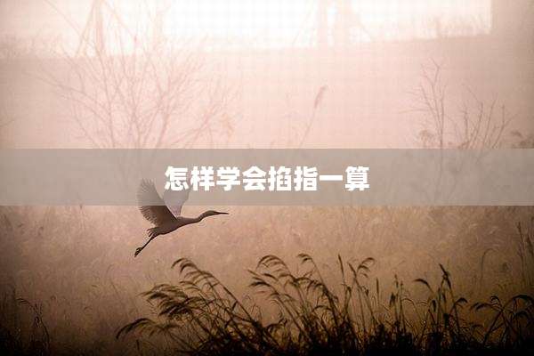 怎样学会掐指一算
