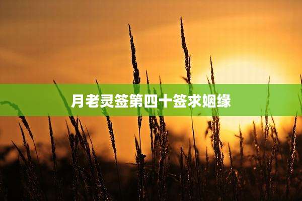 月老灵签第四十签求姻缘