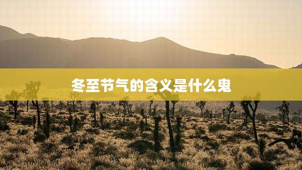 冬至节气的含义是什么鬼