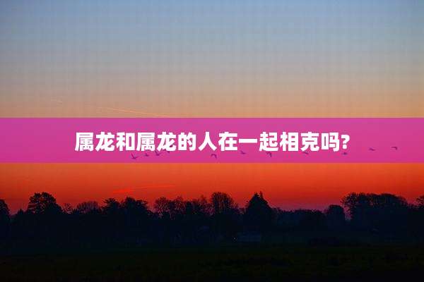属龙和属龙的人在一起相克吗?