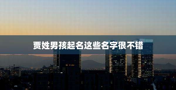 贾姓男孩起名这些名字很不错
