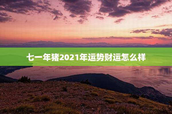七一年猪2021年运势财运怎么样