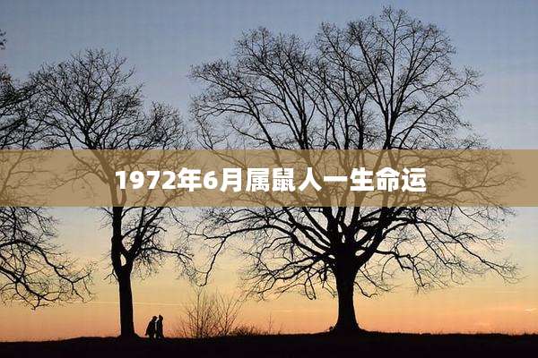 1972年6月属鼠人一生命运