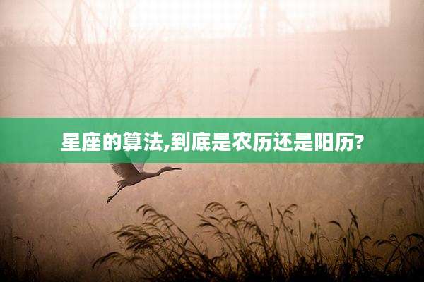 星座的算法,到底是农历还是阳历?
