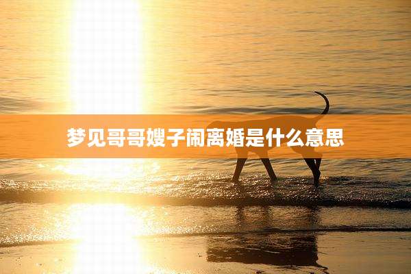 梦见哥哥嫂子闹离婚是什么意思