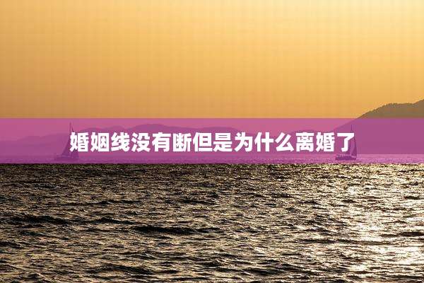 婚姻线没有断但是为什么离婚了