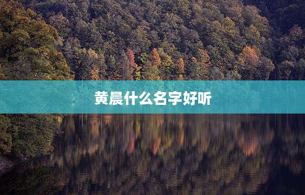 黄晨什么名字好听