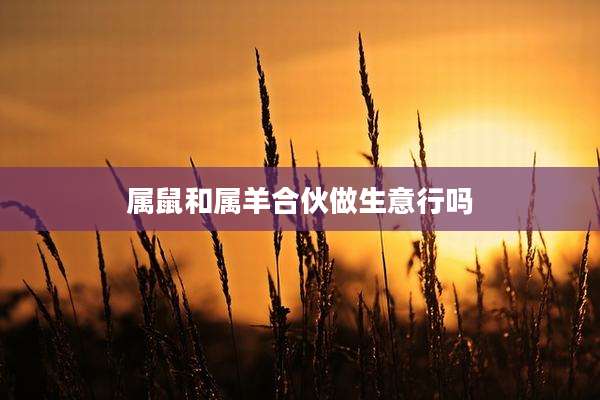 属鼠和属羊合伙做生意行吗