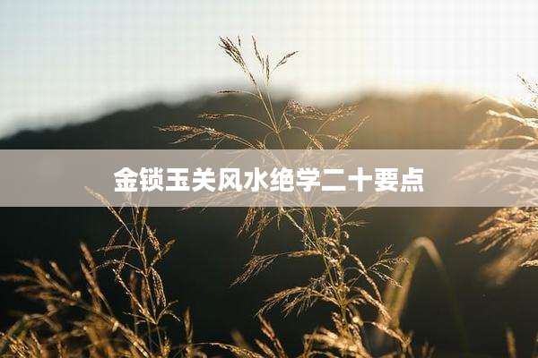 金锁玉关风水绝学二十要点