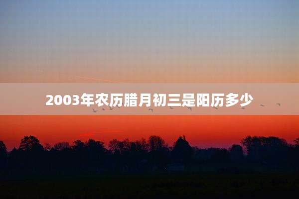 2003年农历腊月初三是阳历多少