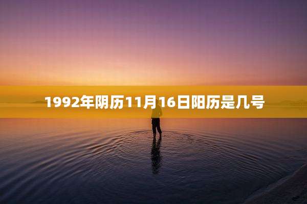 1992年阴历11月16日阳历是几号