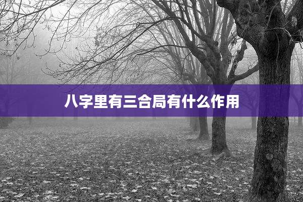 八字里有三合局有什么作用